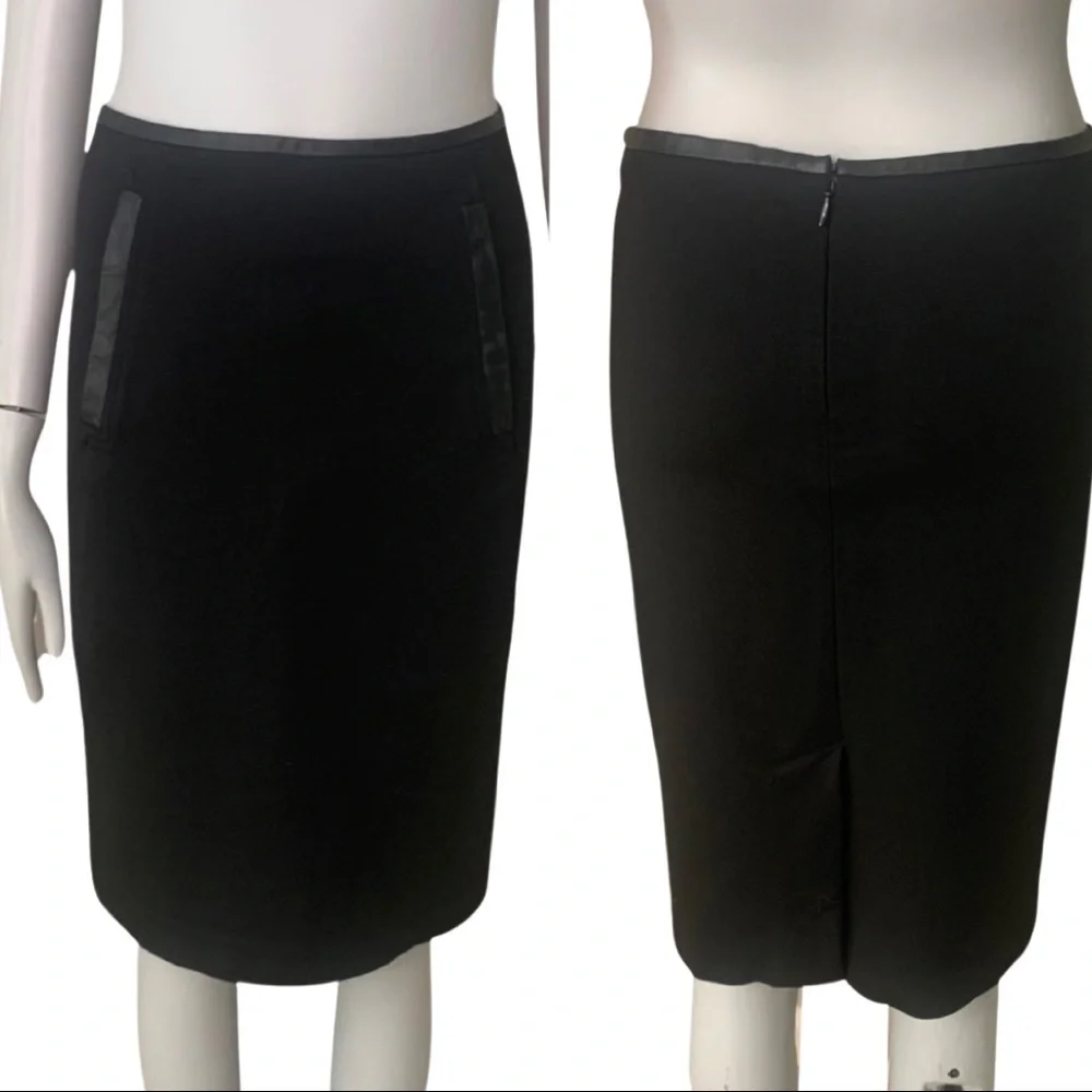 VINCE Black Ponte Knit Pencil Skirt Stretch Size 0